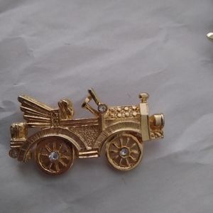 Vintage gold car brooch